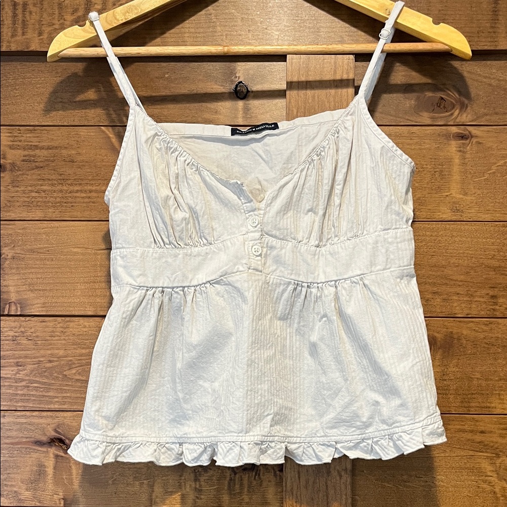 Brandy Melville White Button-Front adjustable strap camisole